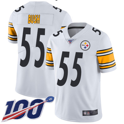 Men Pittsburgh Steelers Football 55 Limited White Devin Bush Road 100th Season Vapor Untouchable Nike NFL Jersey